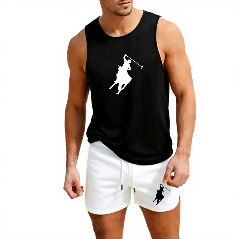 Summer Clothing Trend - Męski letni zestaw: kamizelka i szorty,