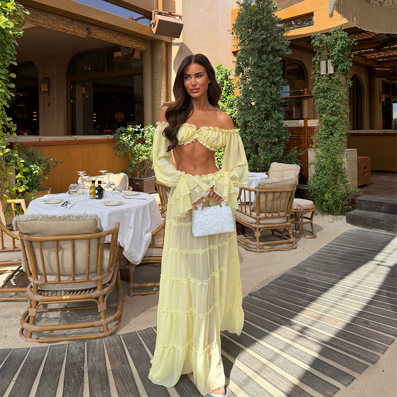 Elegancki żółty dwuczęściowy z – Summer Clothing Vacation recenzja i cena
