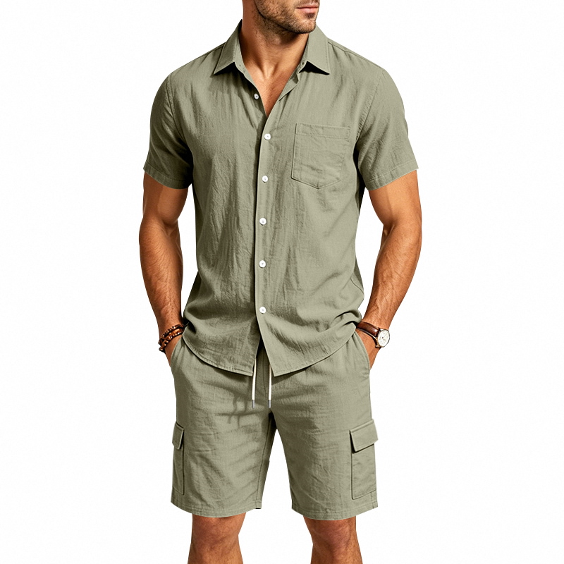 Męski letni lniany dwuczęściow – Summer Clothing Trend recenzja i cena